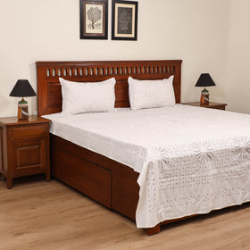 Barmer Applique Cutwork Cotton Double Bedsheet Set (108 x 90 in) 04