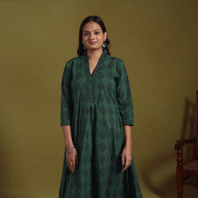 Green - natural dyed cotton a-line bagh kurta 09