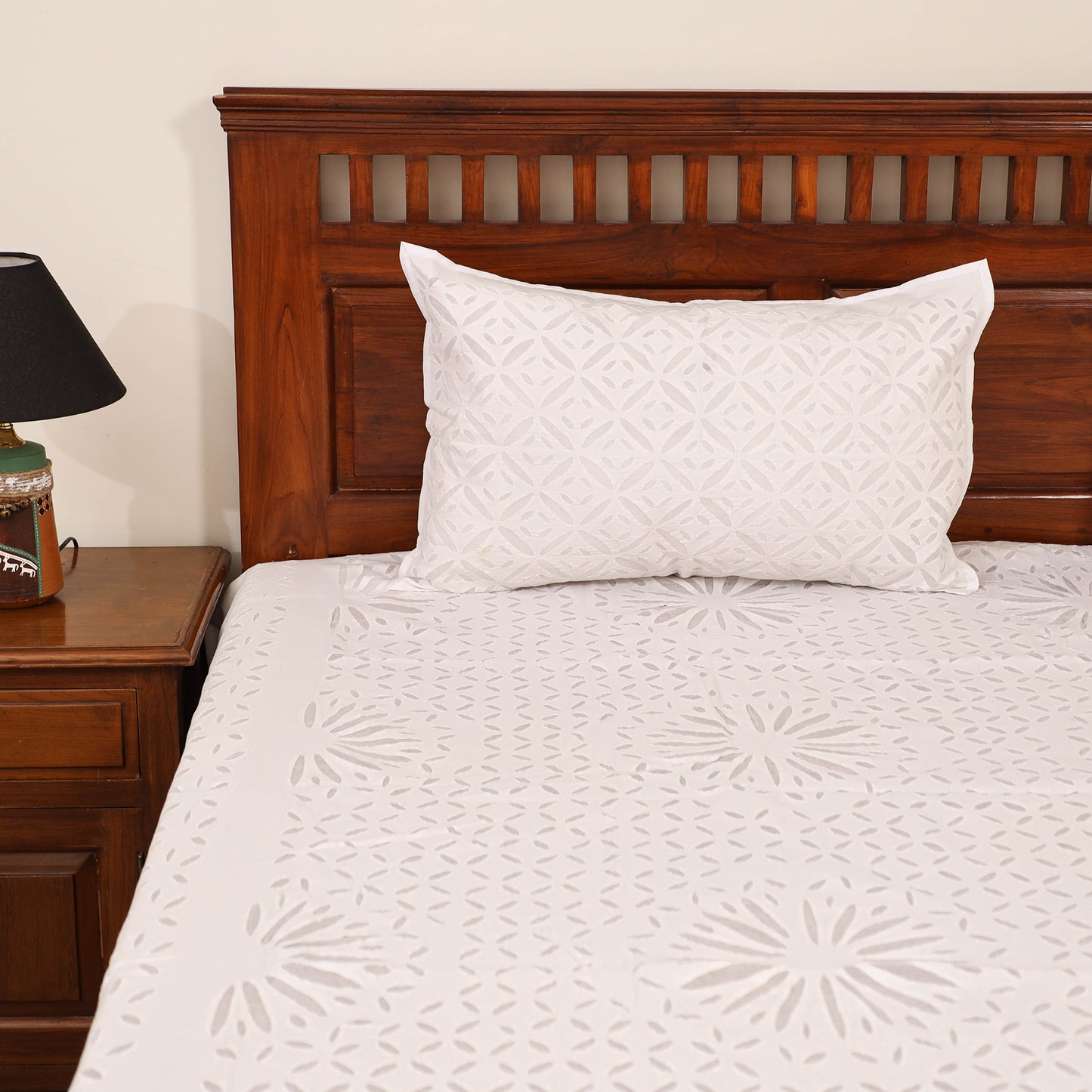 Barmer Applique Cutwork Cotton Double Bedsheet Set (108 x 90 in) 04