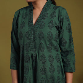 Green - natural dyed cotton a-line bagh kurta 09