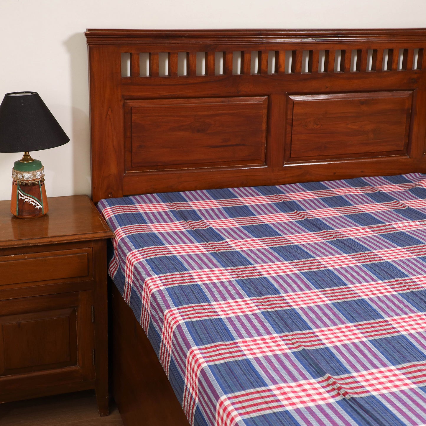 Handloom Cotton Single Bedsheet (90 x 60 in) 291
