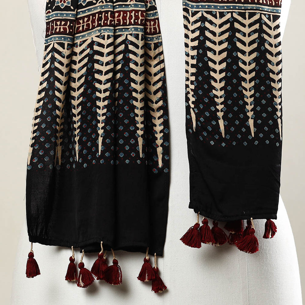 Ajrakh Stole with Tassels