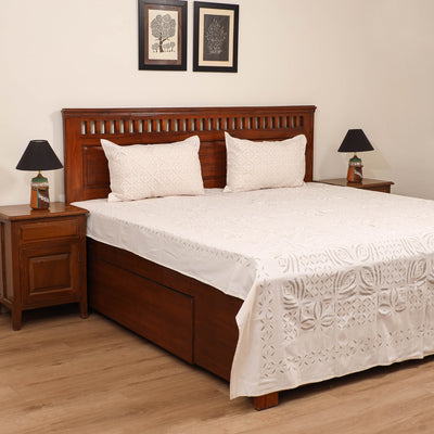 Barmer Applique Cutwork Cotton Double Bedsheet Set (108 x 90 in) 08