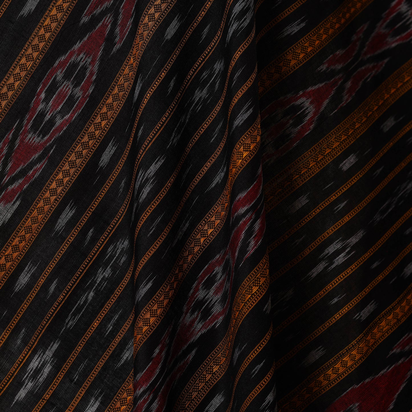 Black - handloom cotton sambalpuri ikat fabric 01