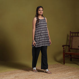 Black - natural dyed cotton short bagh kurta 01