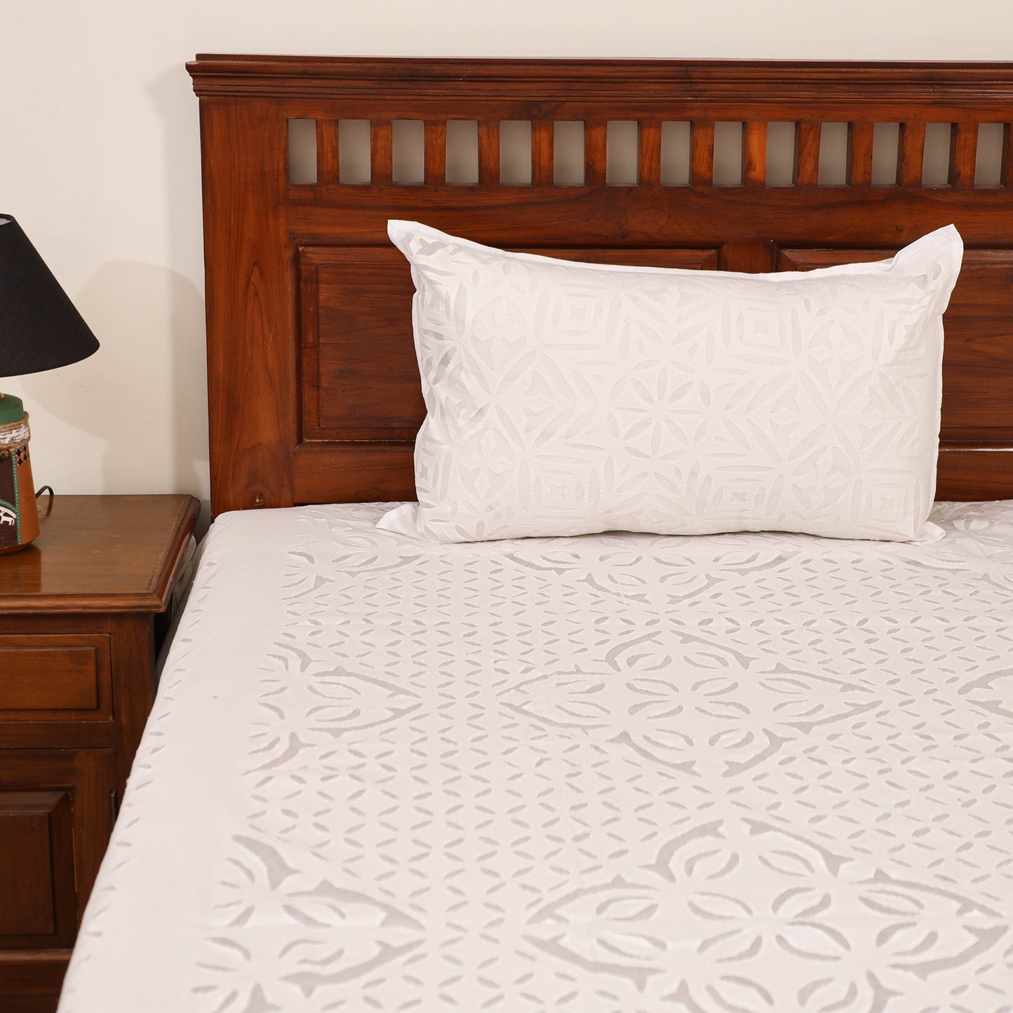 Barmer Applique Cutwork Cotton Double Bedsheet Set (108 x 90 in) 09