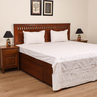 Barmer Applique Cutwork Cotton Double Bedsheet Set (108 x 90 in) 10