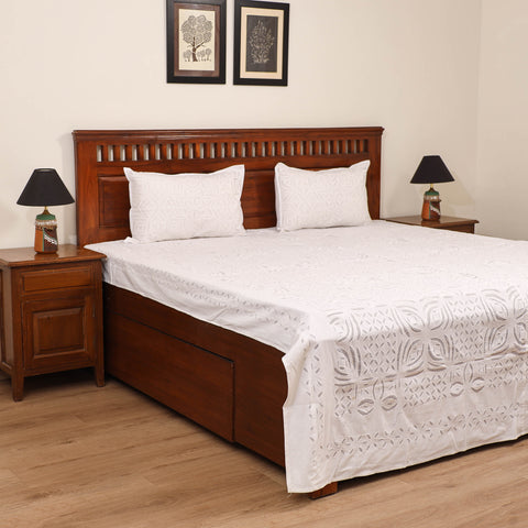 Barmer Applique Cutwork Cotton Double Bedsheet Set (108 x 90 in) 10