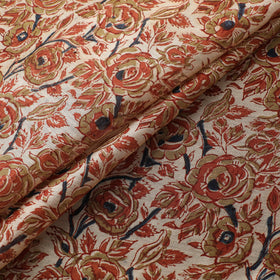 Handloom Chanderi Silk Natural Dyed Block Print Pedana Kalamkari Fabric 02