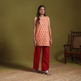 Peach - natural dyed cotton short bagh kurta 02