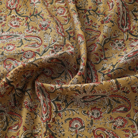 Handloom Chanderi Silk Natural Dyed Block Print Pedana Kalamkari Fabric 04