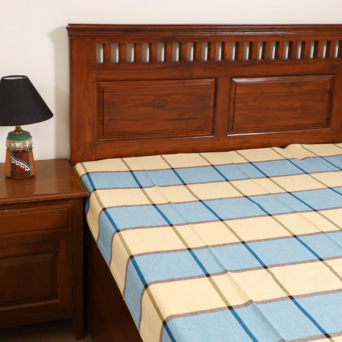 Handloom Cotton Single Bedsheet (90 x 60 in) 297