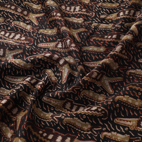 Handloom Chanderi Silk Natural Dyed Block Print Pedana Kalamkari Fabric 06