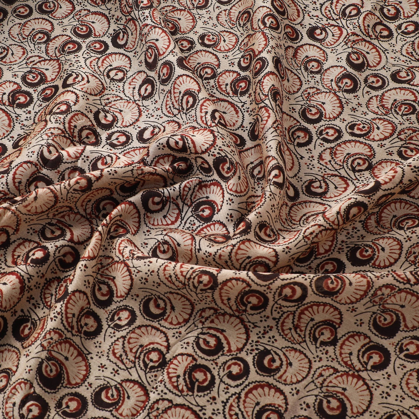 Handloom Chanderi Silk Natural Dyed Block Print Pedana Kalamkari Fabric 07
