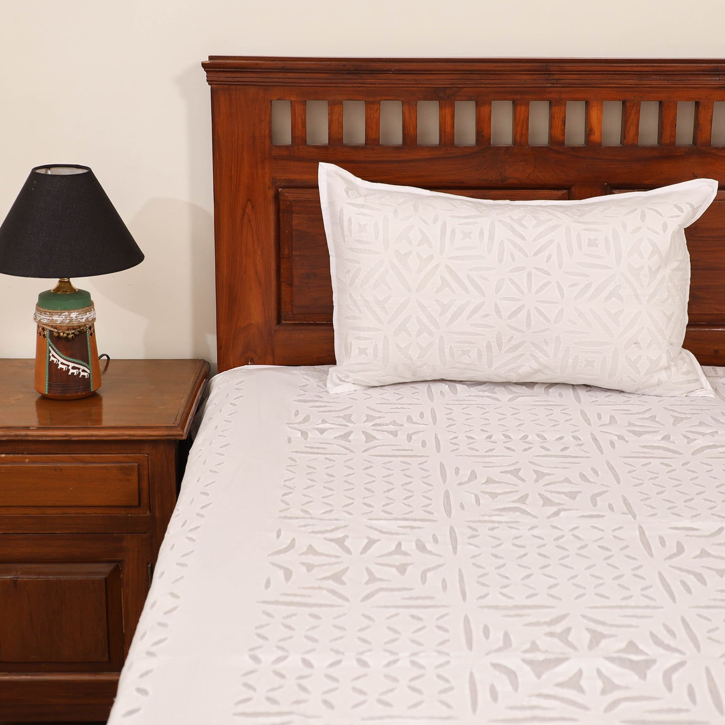 Barmer Applique Cutwork Cotton Double Bedsheet Set (108 x 90 in) 16