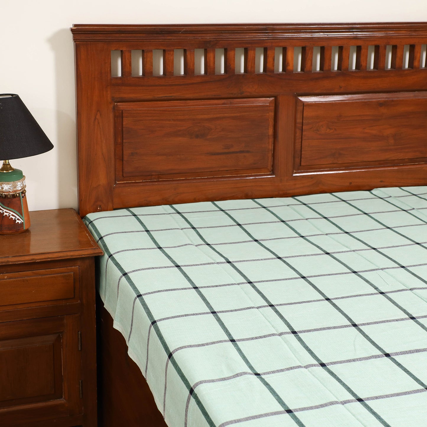 Handloom Cotton Single Bedsheet (90 x 60 in) 299