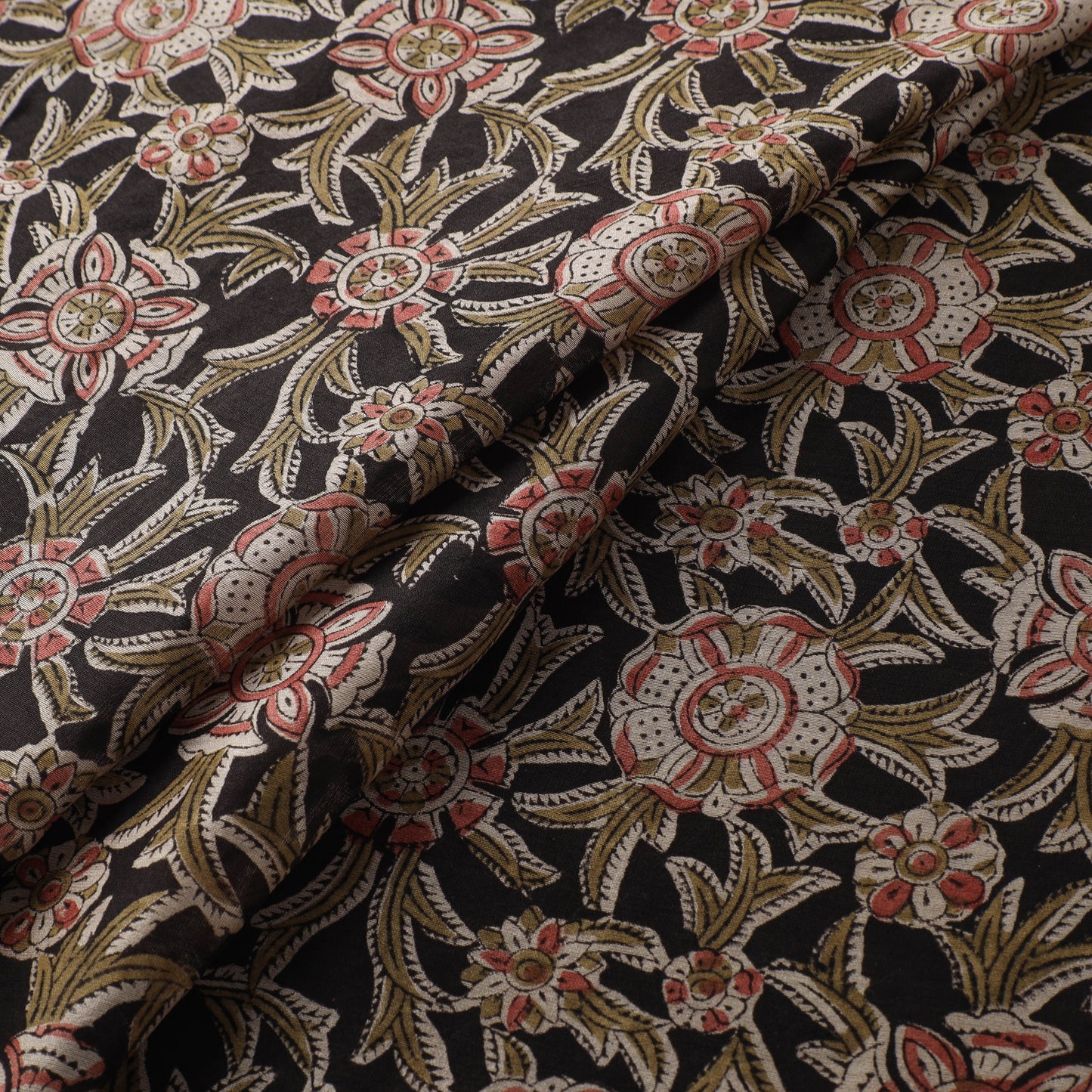 Handloom Chanderi Silk Natural Dyed Block Print Pedana Kalamkari Fabric 09