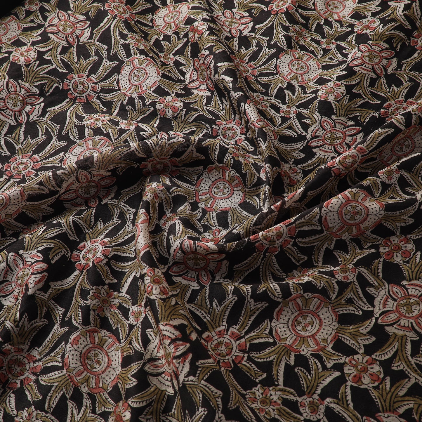 Handloom Chanderi Silk Natural Dyed Block Print Pedana Kalamkari Fabric 09