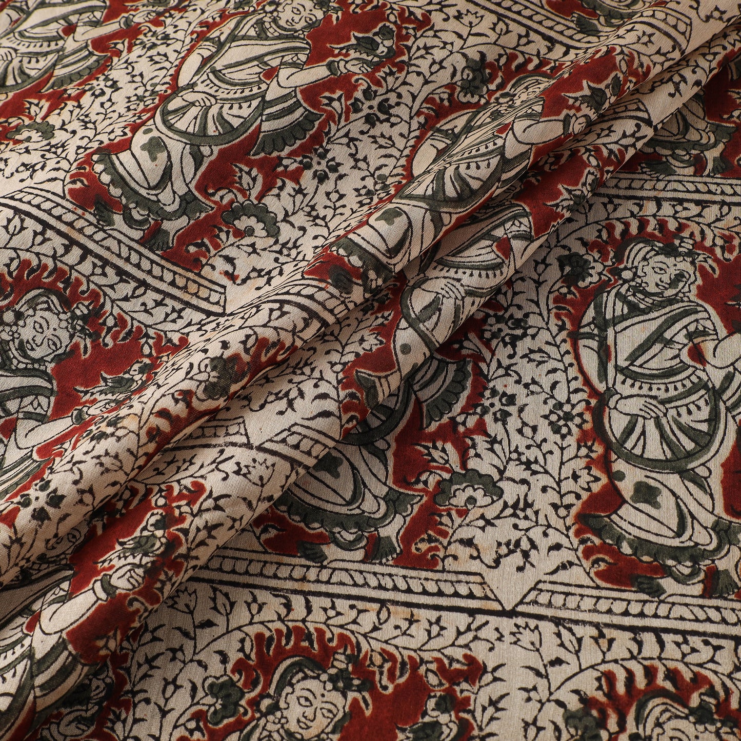 Handloom Chanderi Silk Natural Dyed Block Print Pedana Kalamkari Fabric 10