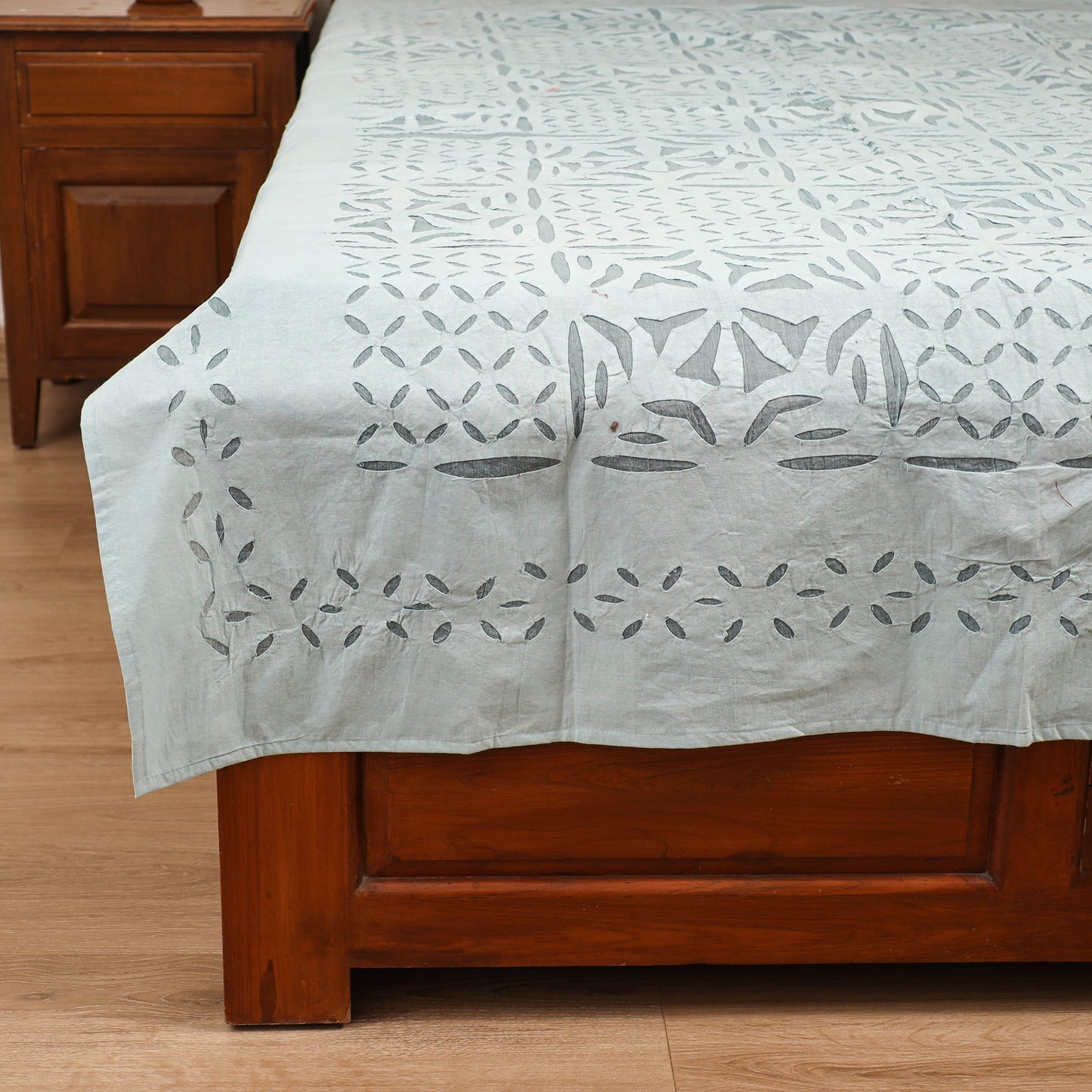 Barmer Applique Cutwork Cotton Single Bedsheet (90 x 60 in) 17