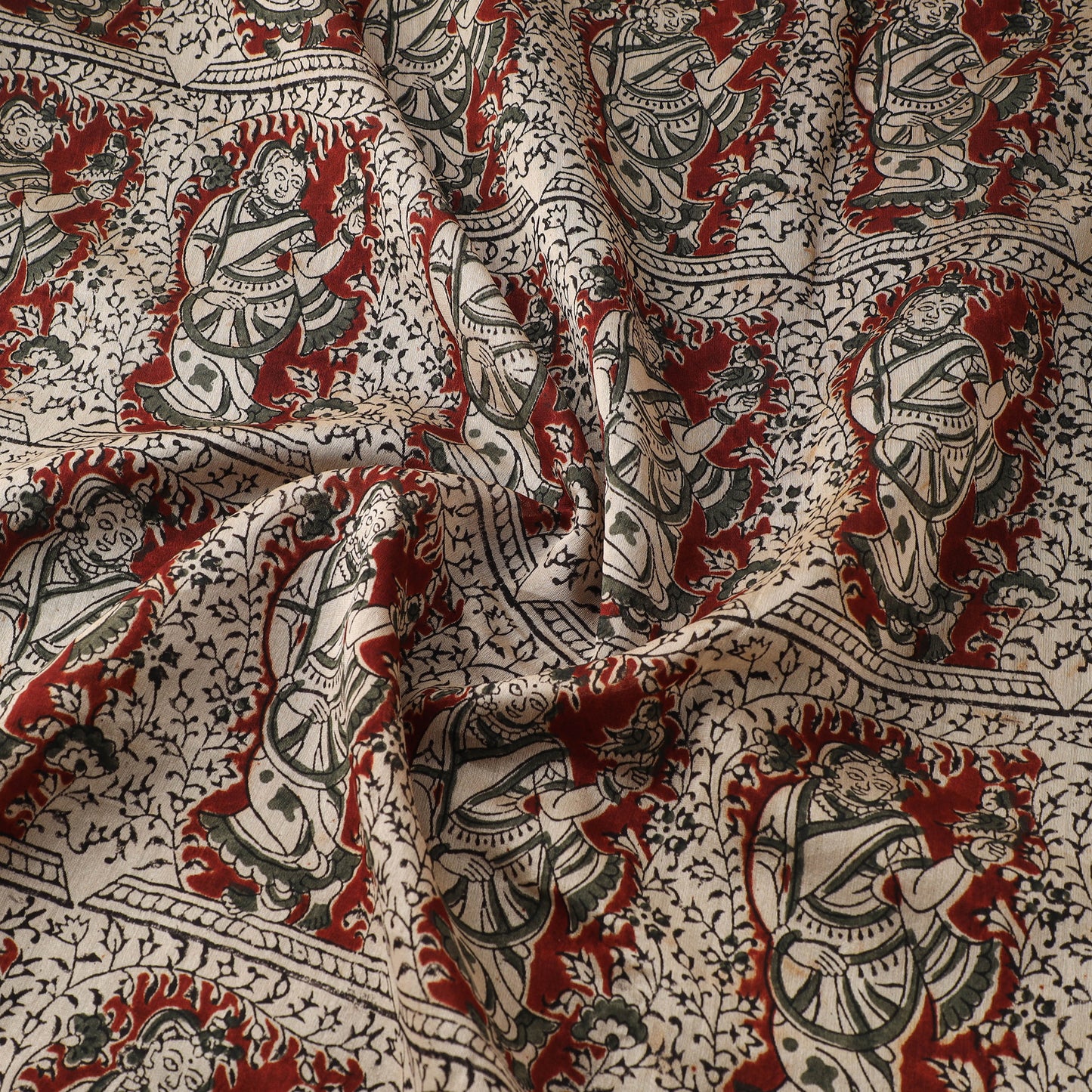 Handloom Chanderi Silk Natural Dyed Block Print Pedana Kalamkari Fabric 10