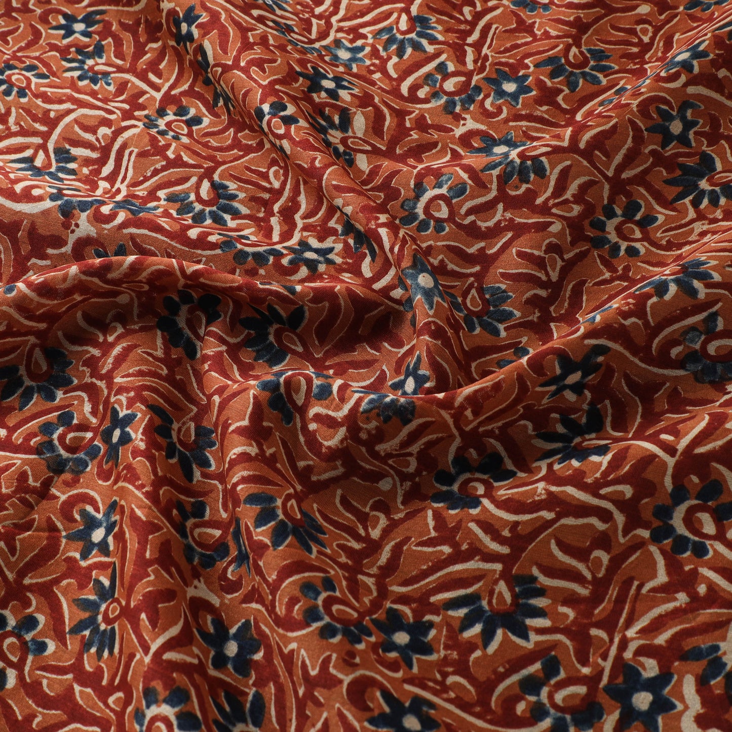 Handloom Chanderi Silk Natural Dyed Block Print Pedana Kalamkari Fabric 11