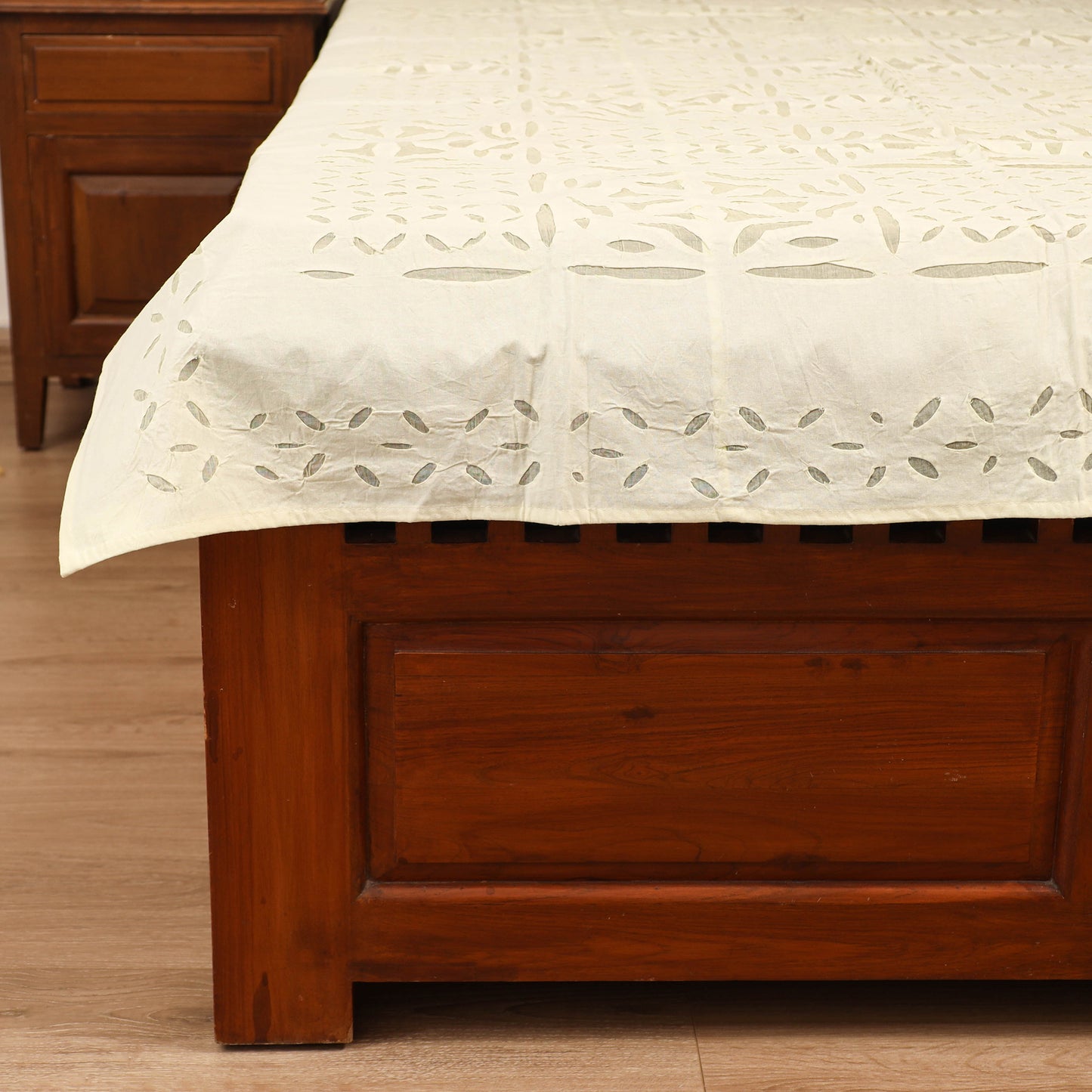 Barmer Applique Cutwork Cotton Single Bedsheet (90 x 60 in) 18
