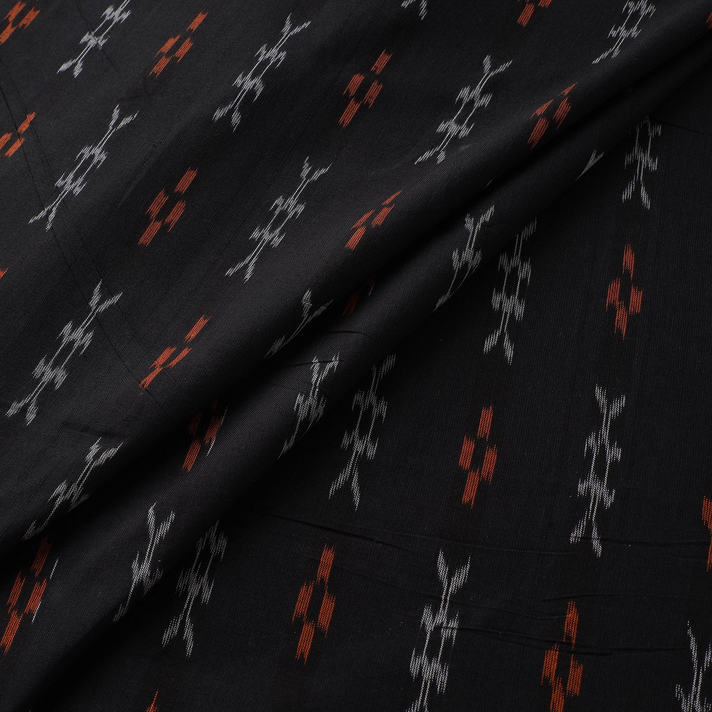 Maroon - Black - Sambalpuri Ikat Cotton Fabric 02