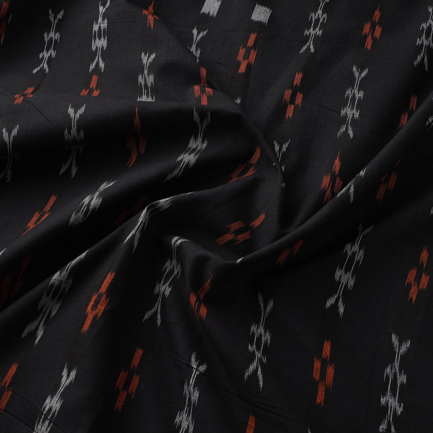 Maroon - Black - Sambalpuri Ikat Cotton Fabric 02
