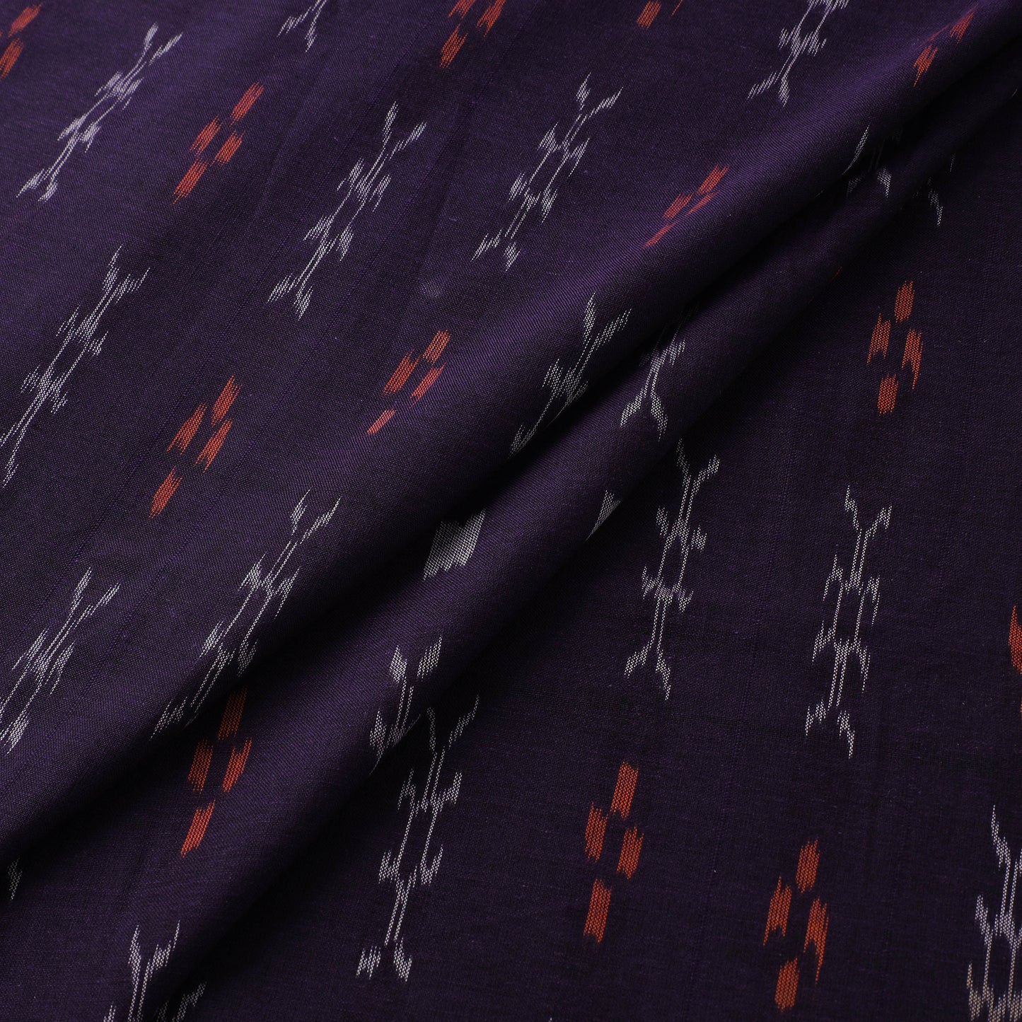 Maroon - Blue - Sambalpuri Ikat Cotton Fabric 03