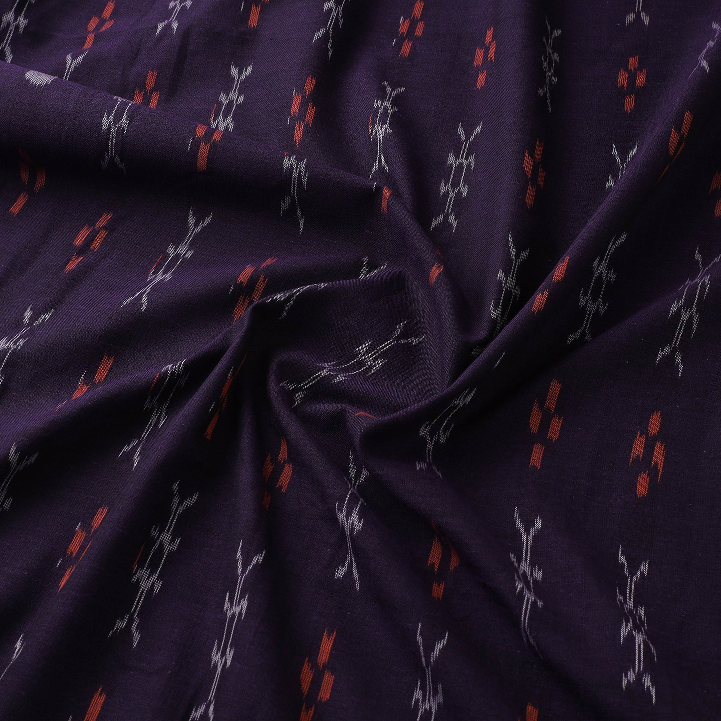 Maroon - Blue - Sambalpuri Ikat Cotton Fabric 03