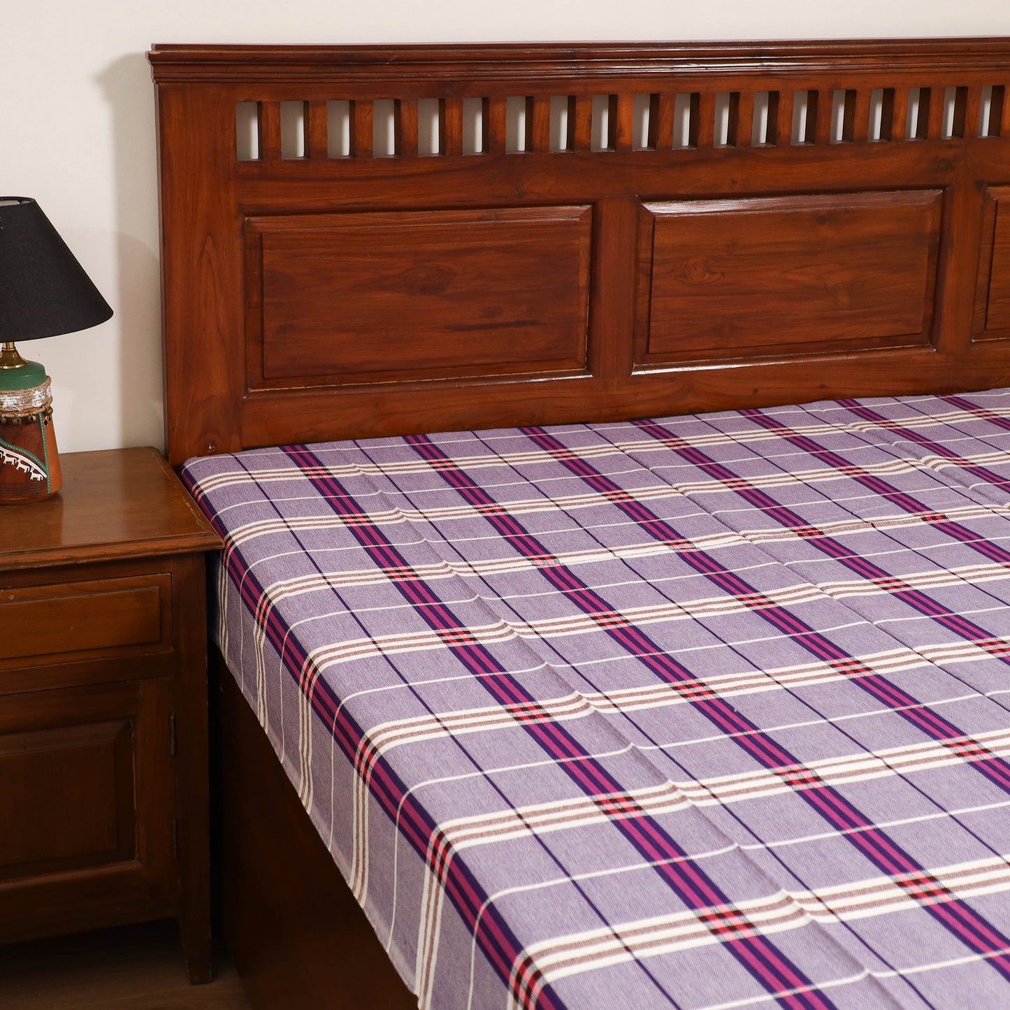 Handloom Cotton Single Bedsheet (90 x 60 in) 303