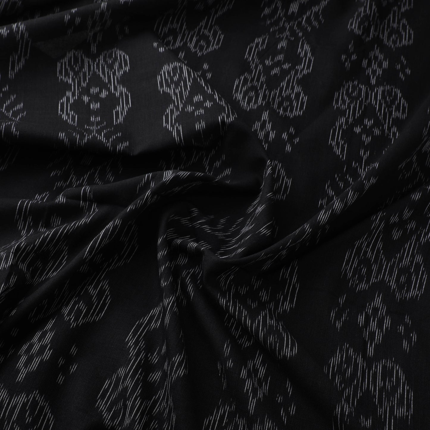 Maroon - Black - Sambalpuri Ikat Cotton Fabric 05