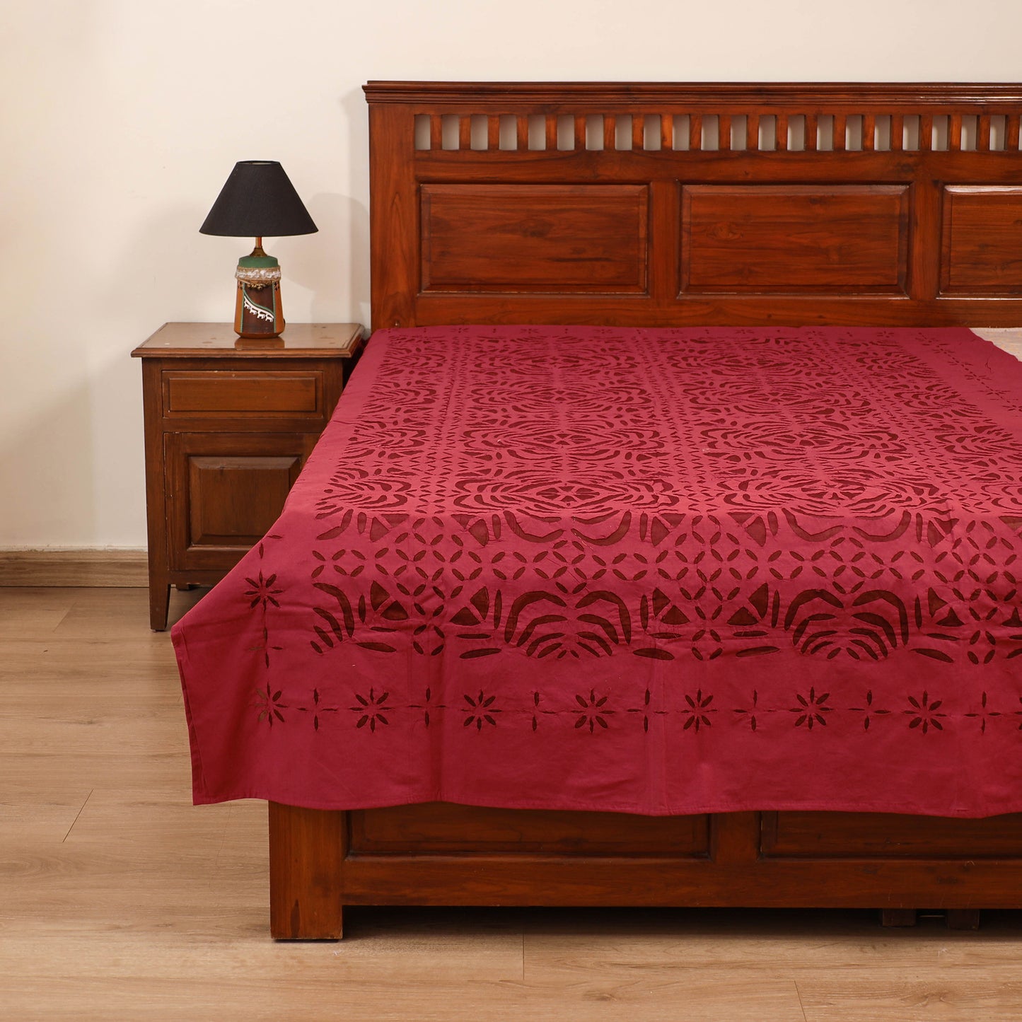 Barmer Applique Cutwork Cotton Single Bedsheet (90 x 60 in) 21