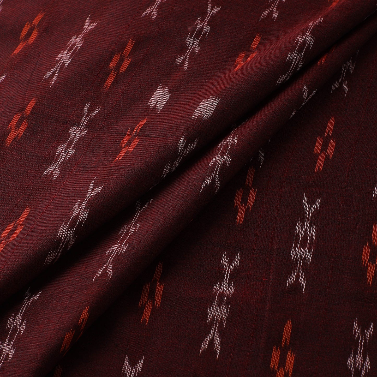 Maroon - Sambalpuri Ikat Cotton Fabric 06