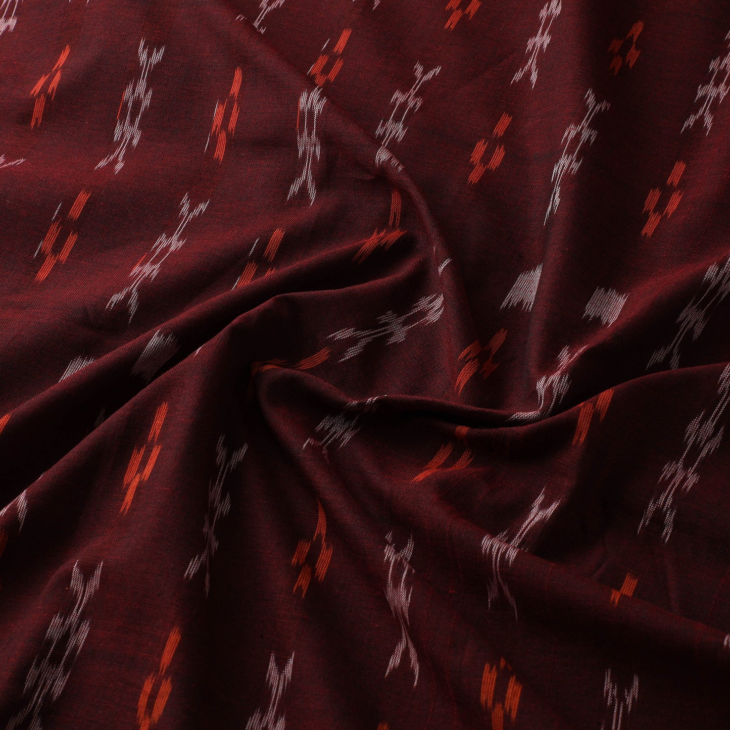 Maroon - Sambalpuri Ikat Cotton Fabric 06