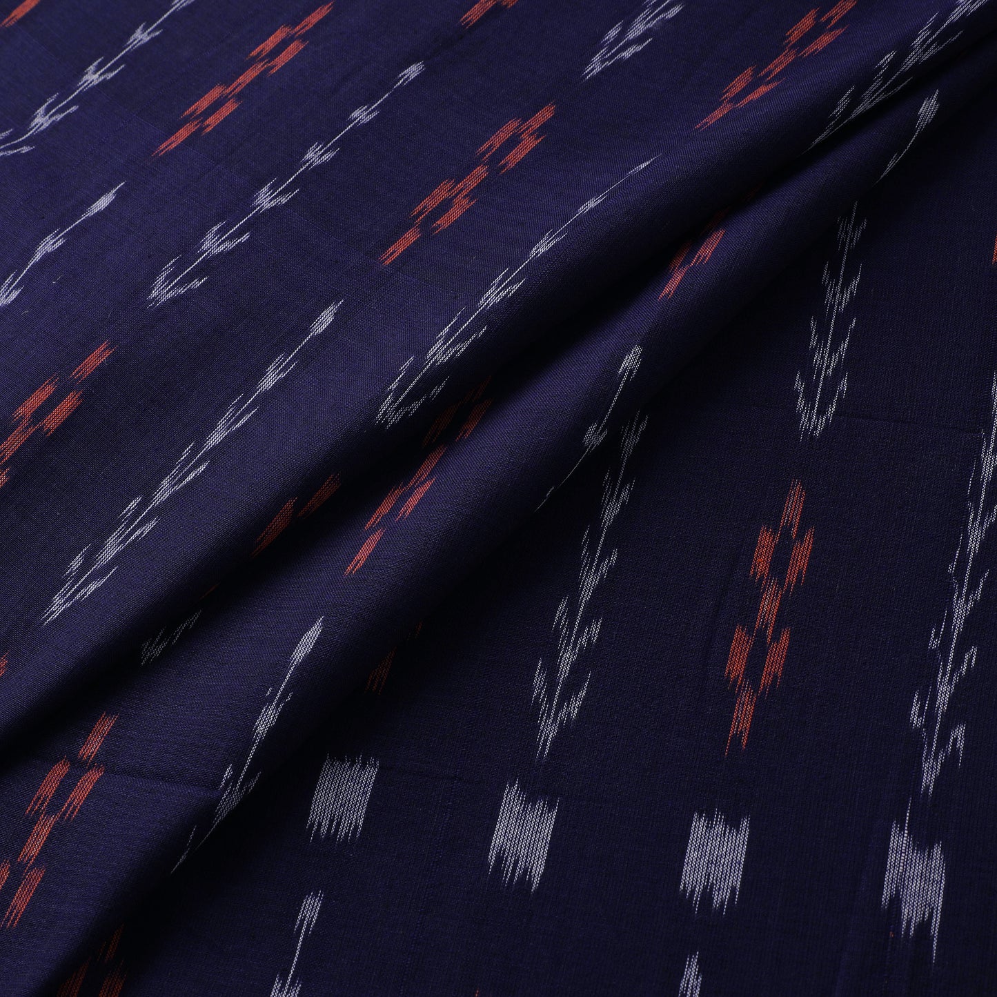 Maroon - Blue - Sambalpuri Ikat Cotton Fabric 07