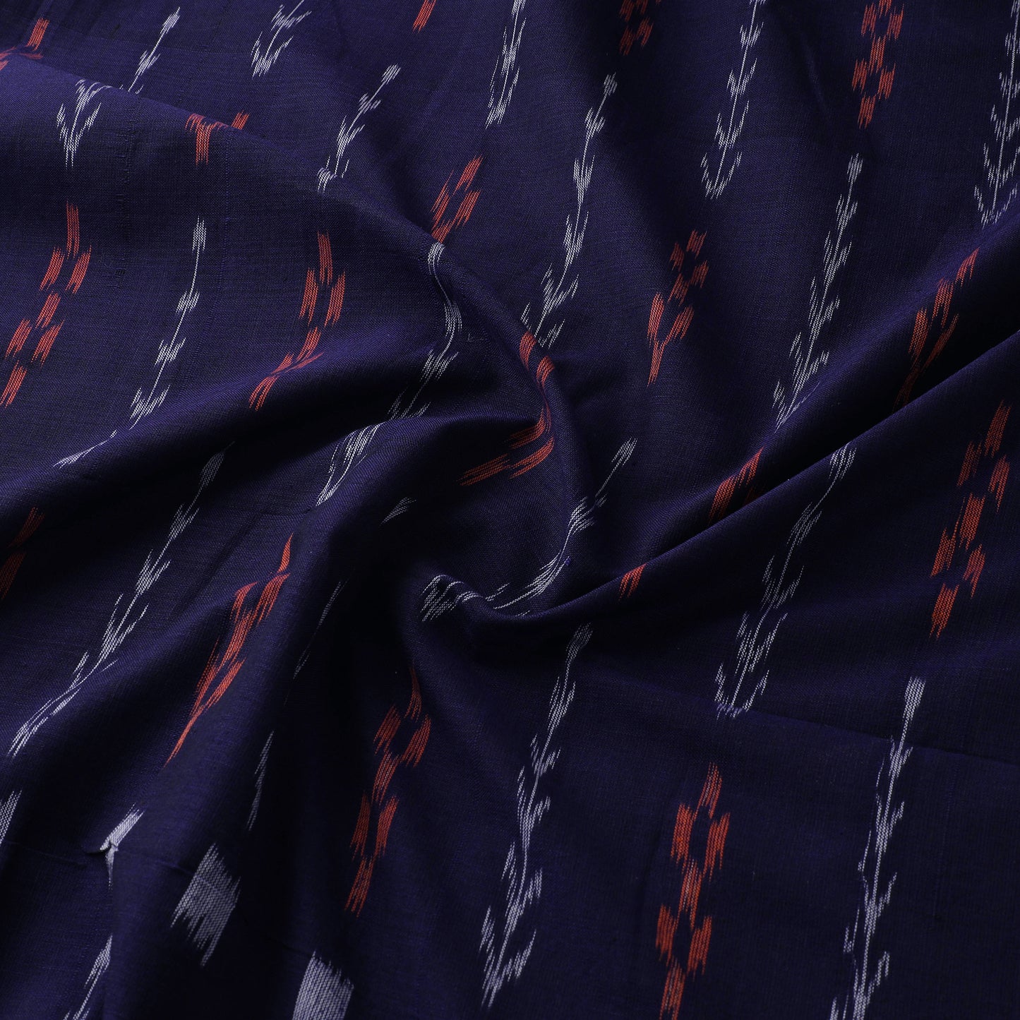 Maroon - Blue - Sambalpuri Ikat Cotton Fabric 07