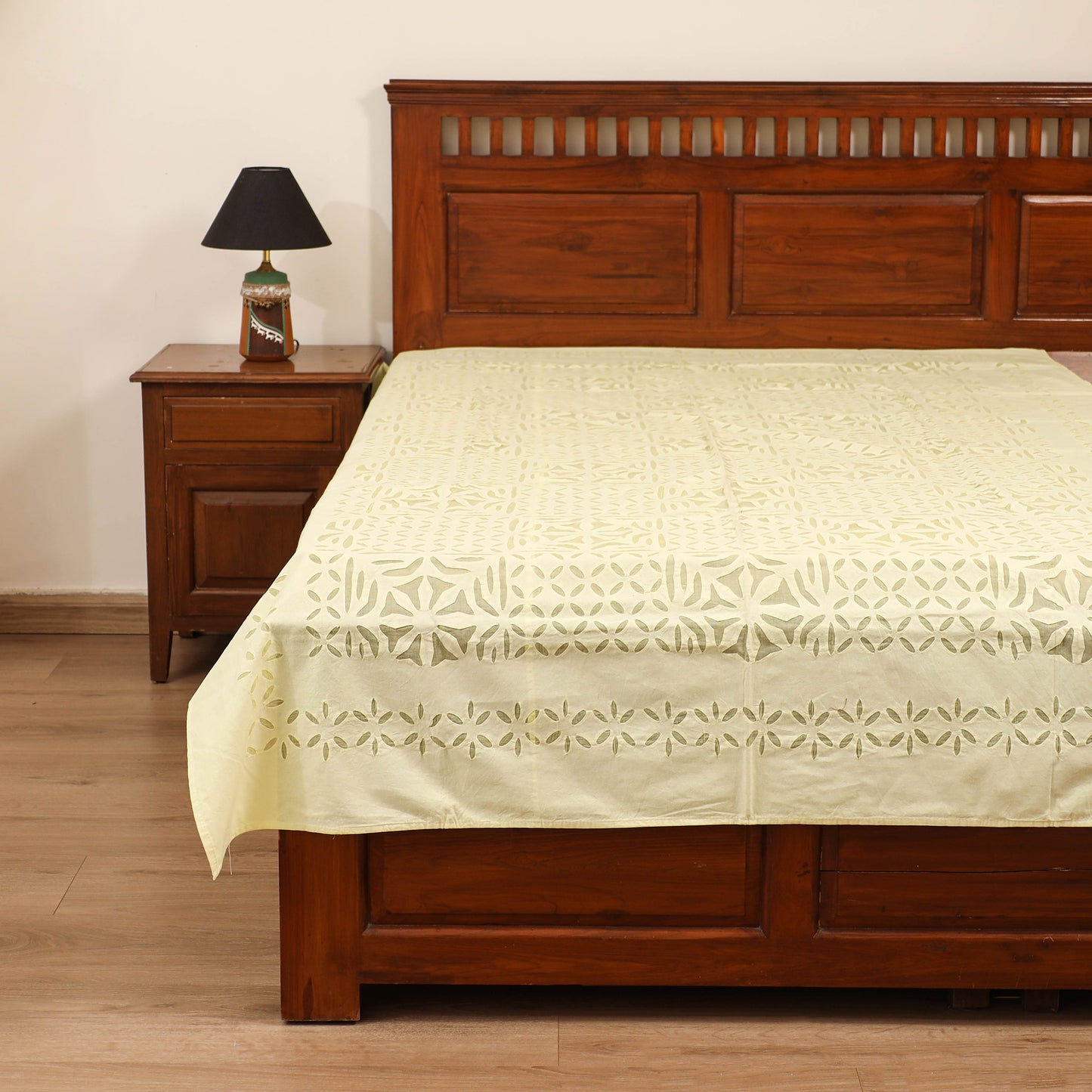 Barmer Applique Cutwork Cotton Single Bedsheet (90 x 60 in) 22