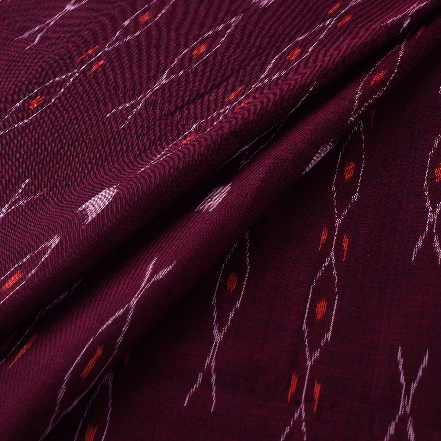Maroon - Purple - Sambalpuri Ikat Cotton Fabric 08