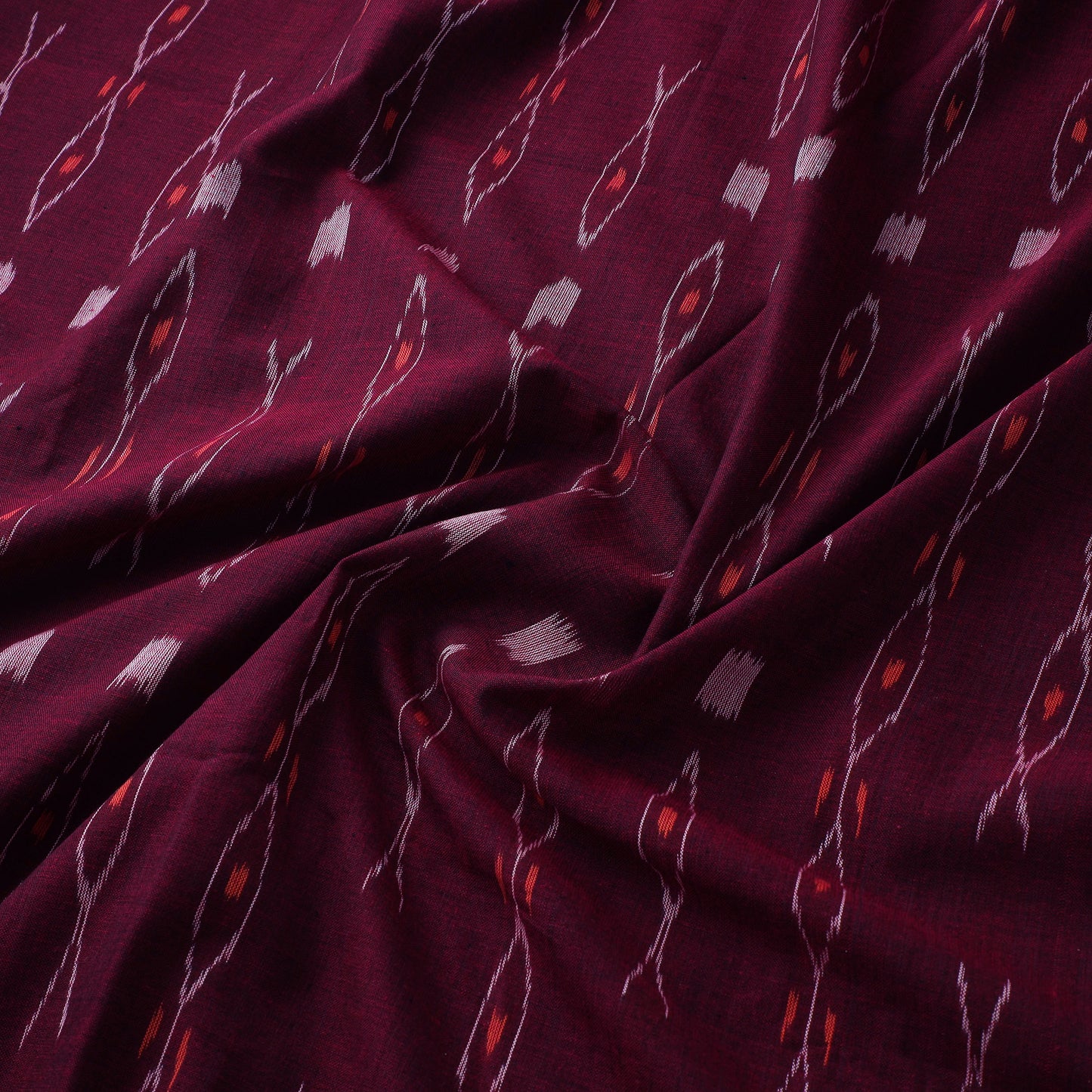 Maroon - Purple - Sambalpuri Ikat Cotton Fabric 08