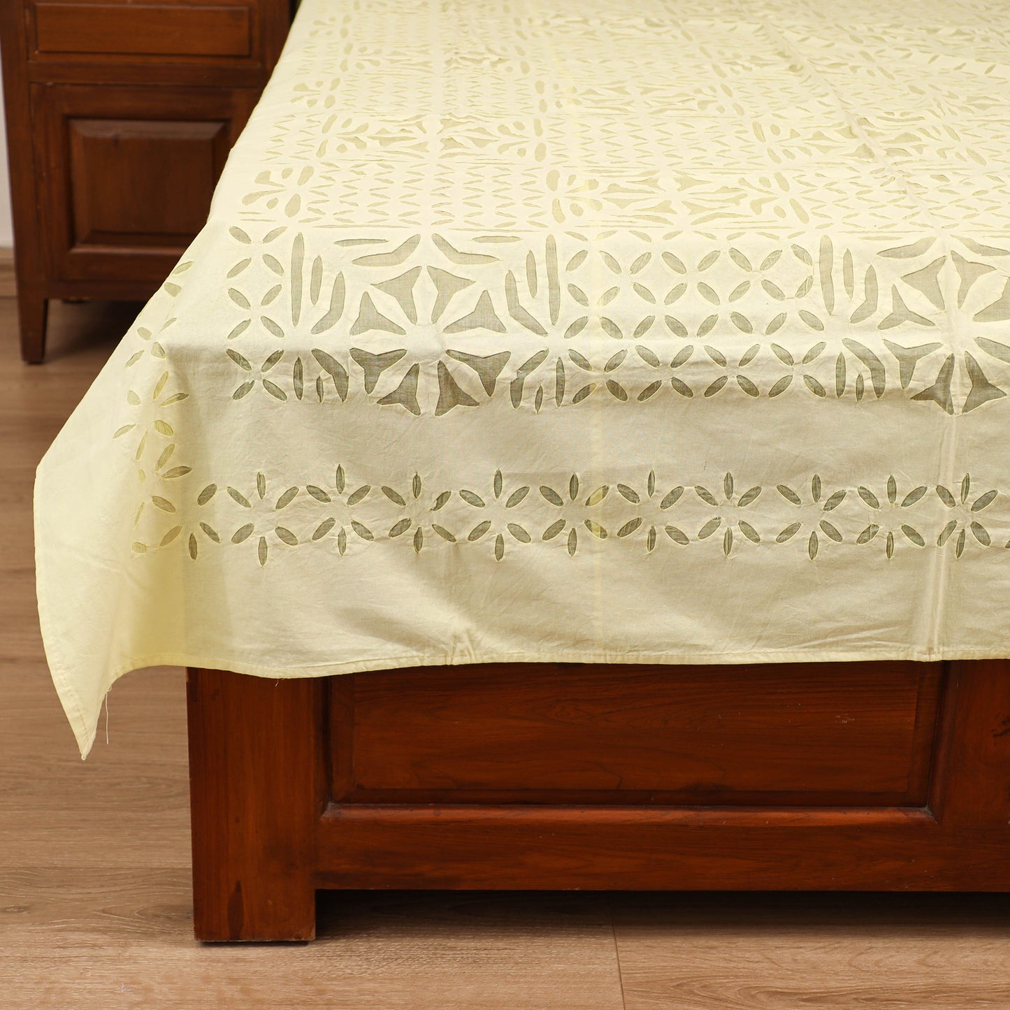 Barmer Applique Cutwork Cotton Single Bedsheet (90 x 60 in) 22