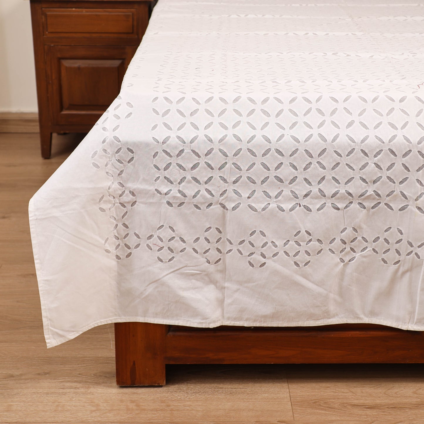 Barmer Applique Cutwork Cotton Single Bedsheet (90 x 60 in) 23