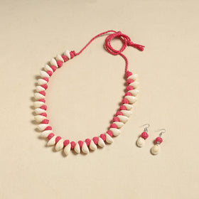 Handcrafted Thread Beads Shell Work Necklace Set 02