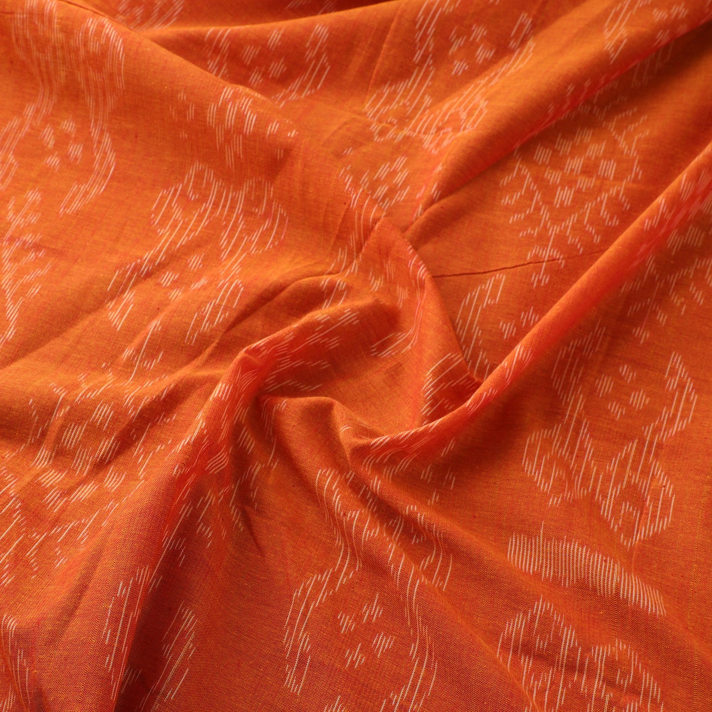 Maroon - Orange - Sambalpuri Ikat Cotton Fabric 11