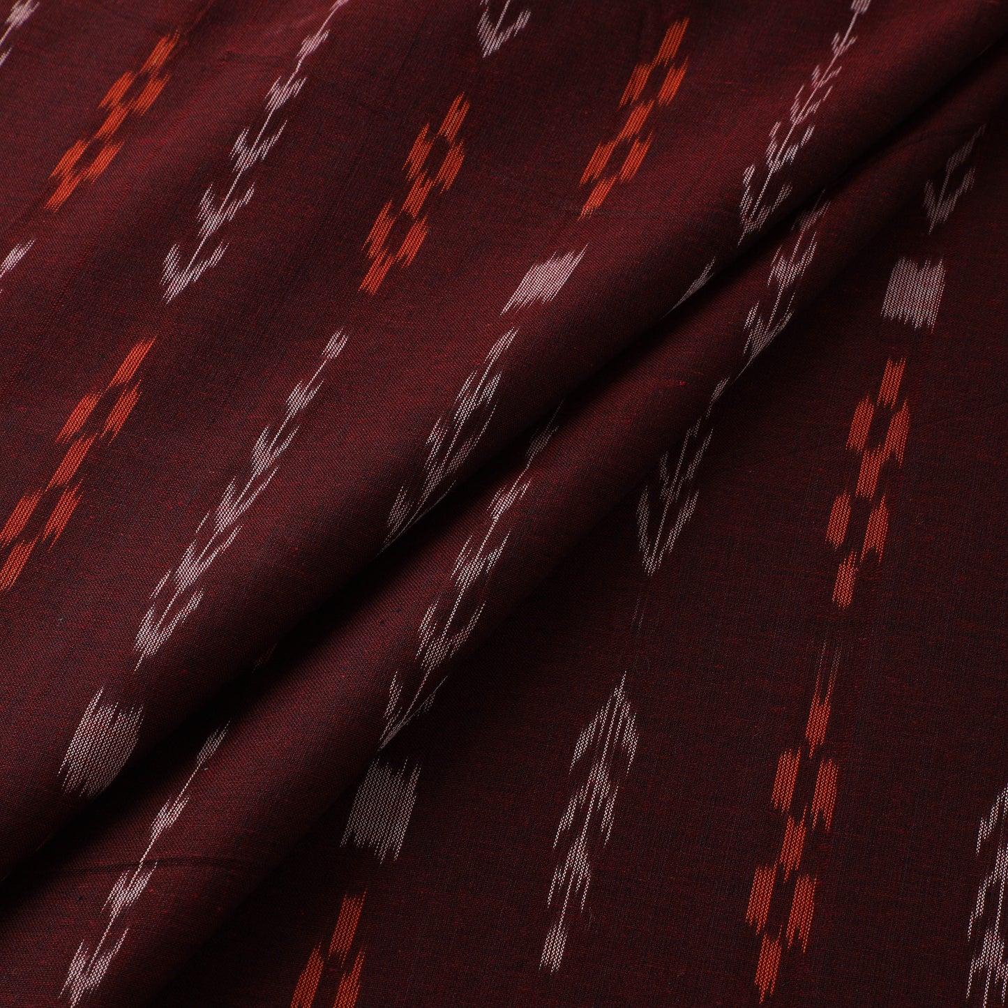 Maroon - Sambalpuri Ikat Cotton Fabric 13