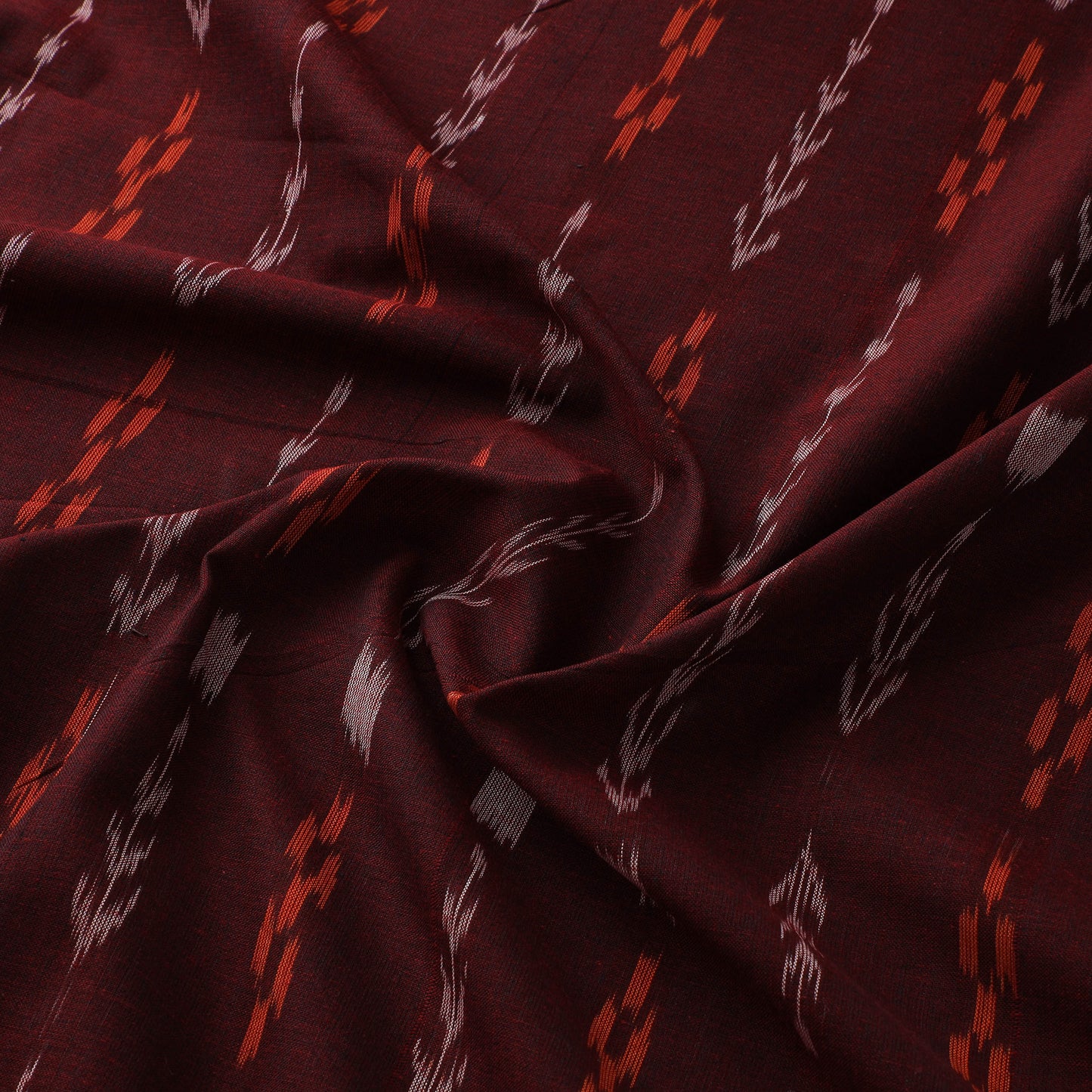 Maroon - Sambalpuri Ikat Cotton Fabric 13