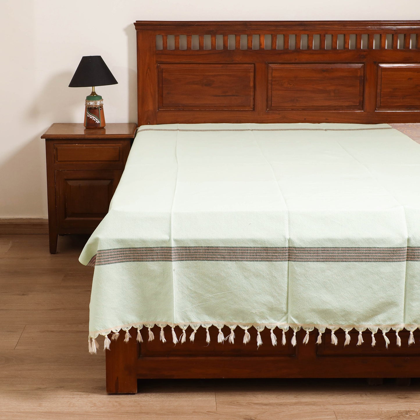 Handloom Cotton Single Bedsheet (90 x 60 in) 309