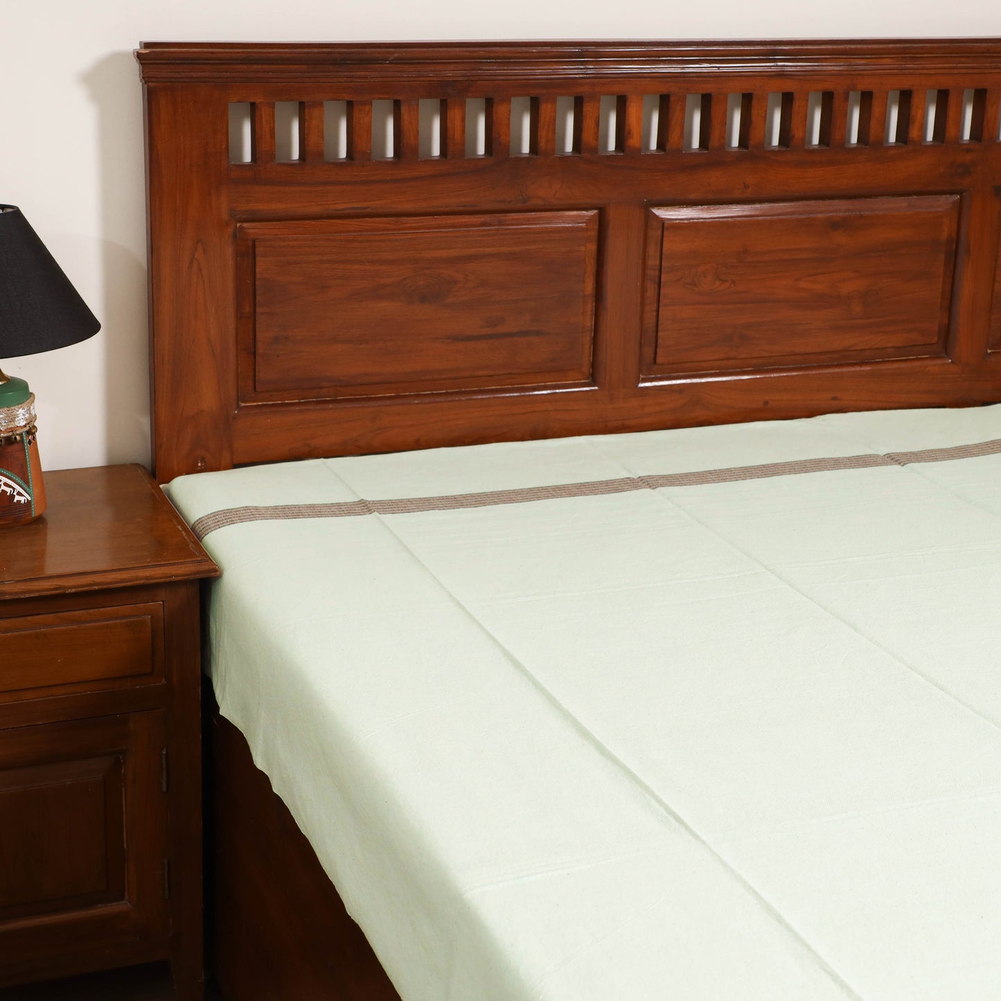 Handloom Cotton Single Bedsheet (90 x 60 in) 309