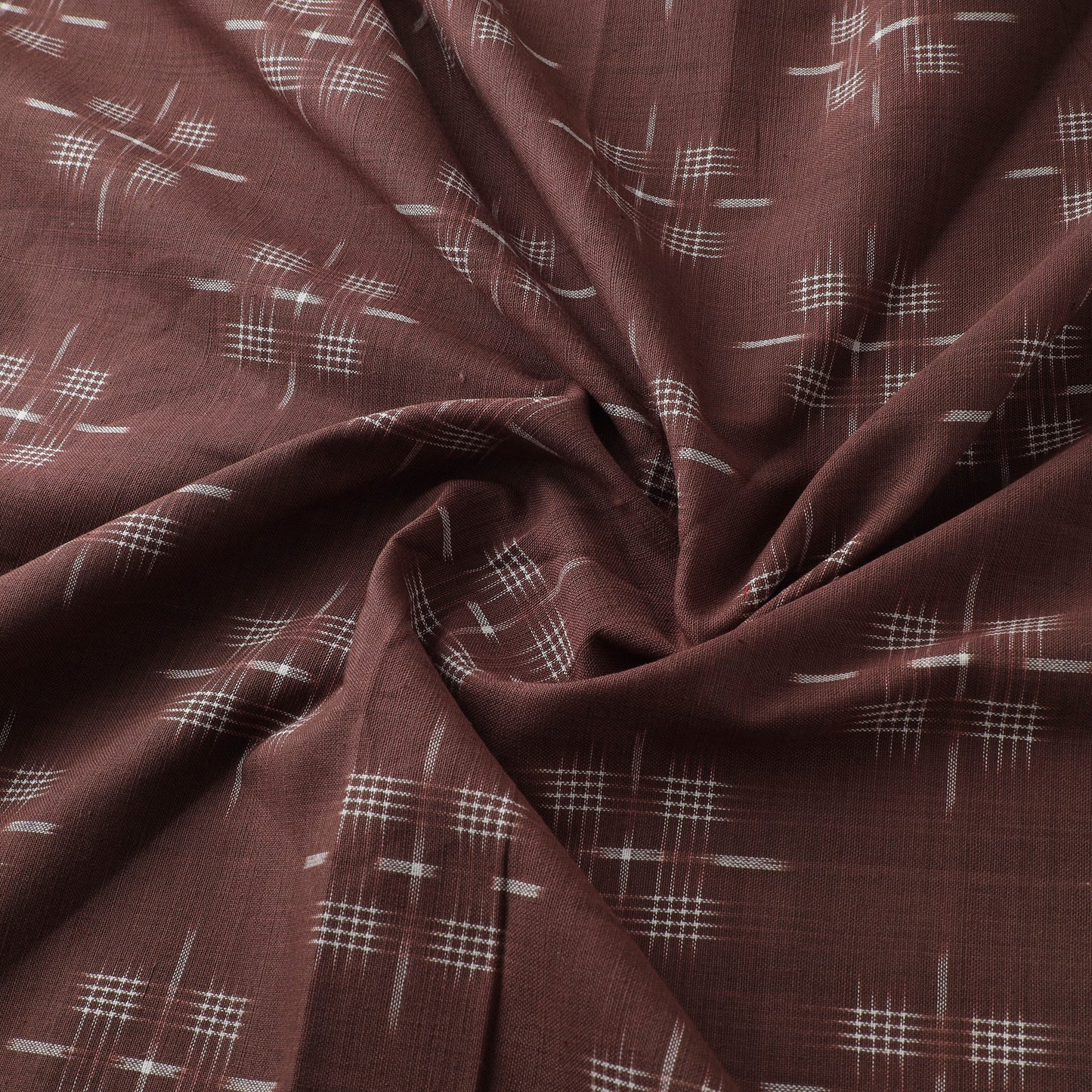 Brown - Pochampally Double Ikat Cotton Fabric 01